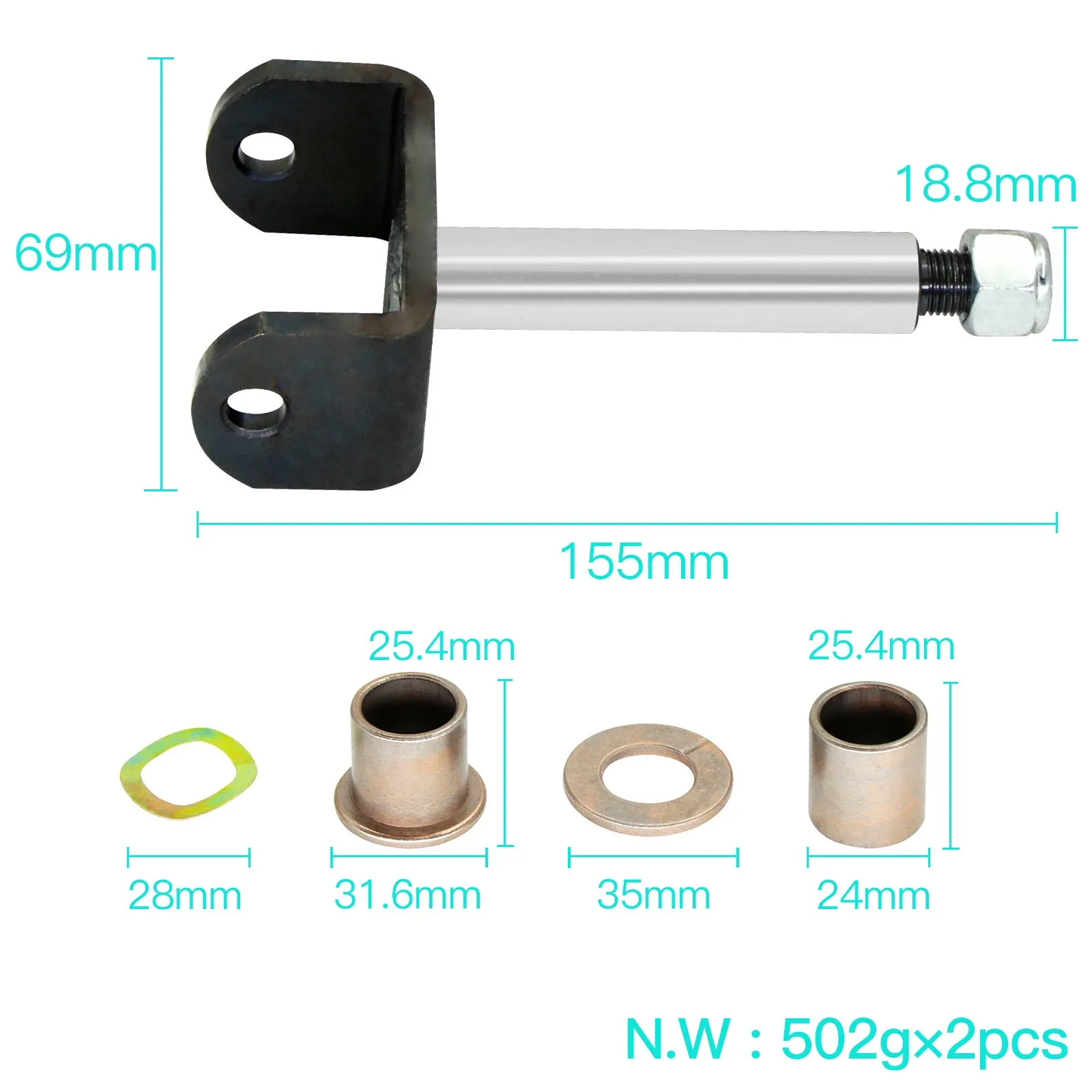 Club Car DS 1981-Up Golf Cart King Pin Assembly Repair Kit Replace OEM# 1016386, 1010150, 1016389, 8067 - Image 4