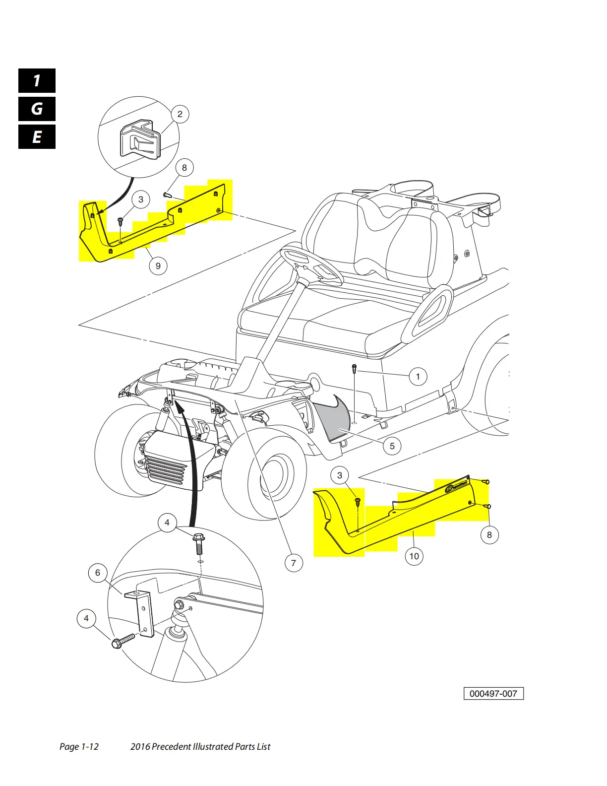 Club Car Precedent side guard strip Floormat Retainer Side Panel Left&Right OEM 105314001 & 105314101